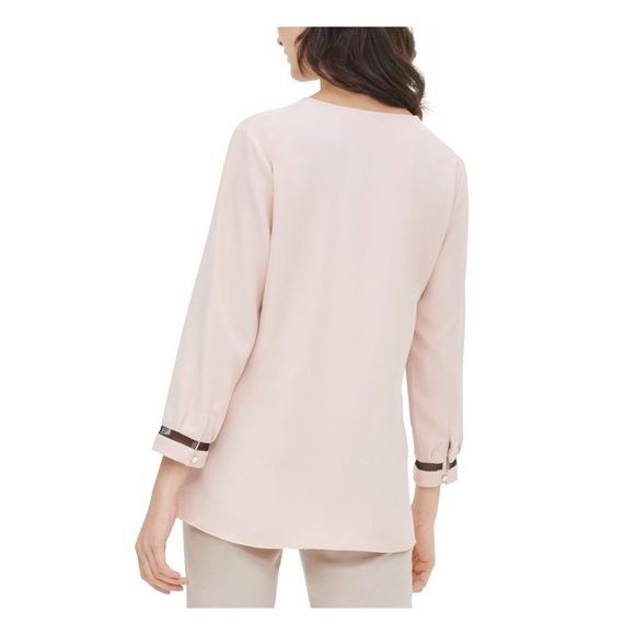 Calvin Klein NWT V-Neck Blush Pink Blouse - Picture 2 of 7